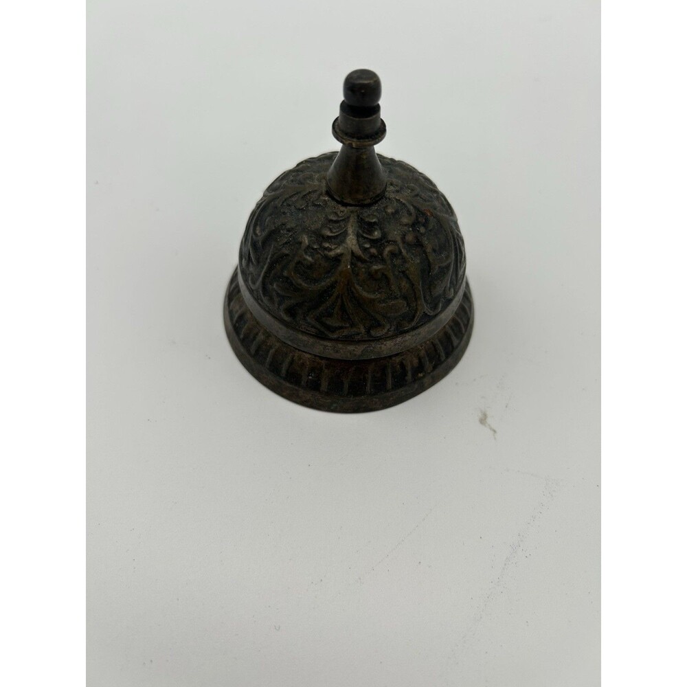 Vintage Ornate Brass Hotel Service Desk Bell Push Button Antique Style